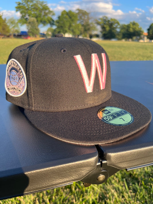 WASHINGTON SENATORS 1924 WORLD SERIES 𝔑𝔒 ℭ𝔒𝔐𝔓; FITTED [Size 7 + 7 1/4]