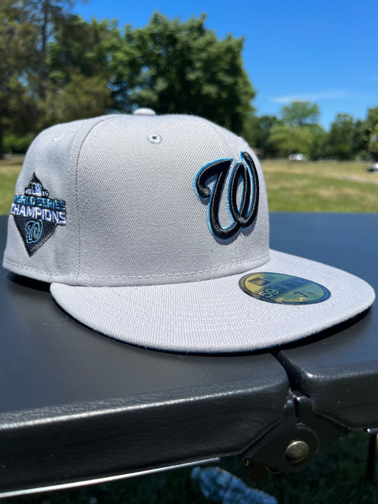 WASHINGTON NATIONALS 2019 WORLD SERIES 𝔑𝔒 ℭ𝔒𝔐𝔓; FITTED [SIZE 7 1/8 + 7 1/4]