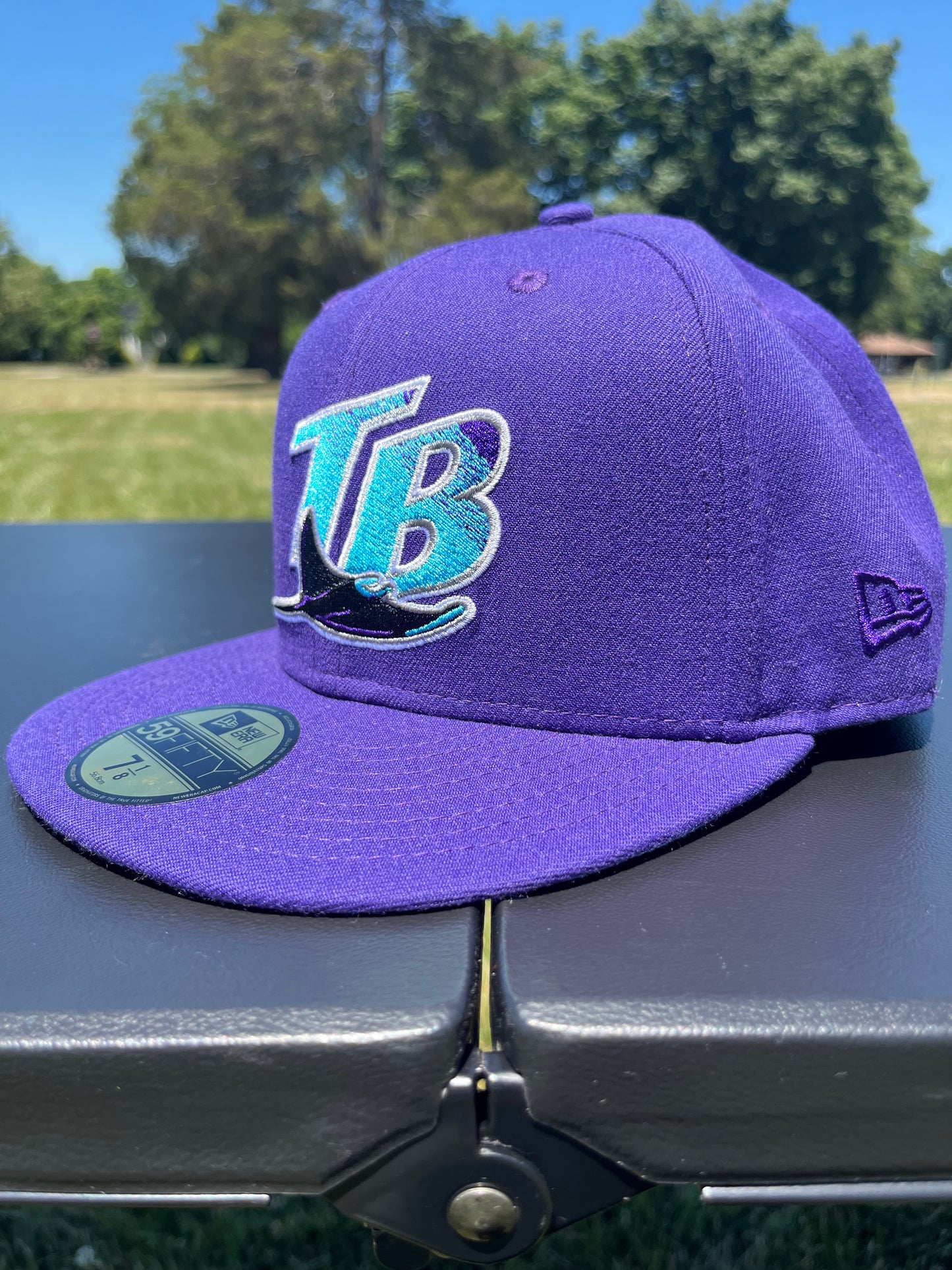 TAMPA BAY RAYS RETRO W/O MLB LOGO 𝔑𝔒 ℭ𝔒𝔐𝔓; FITTED [SIZE 7 1/8 + 7 1/2]