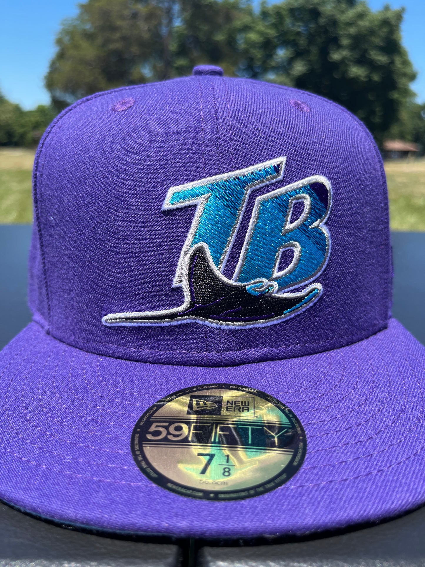 TAMPA BAY RAYS RETRO W/O MLB LOGO 𝔑𝔒 ℭ𝔒𝔐𝔓; FITTED [SIZE 7 1/8 + 7 1/2]