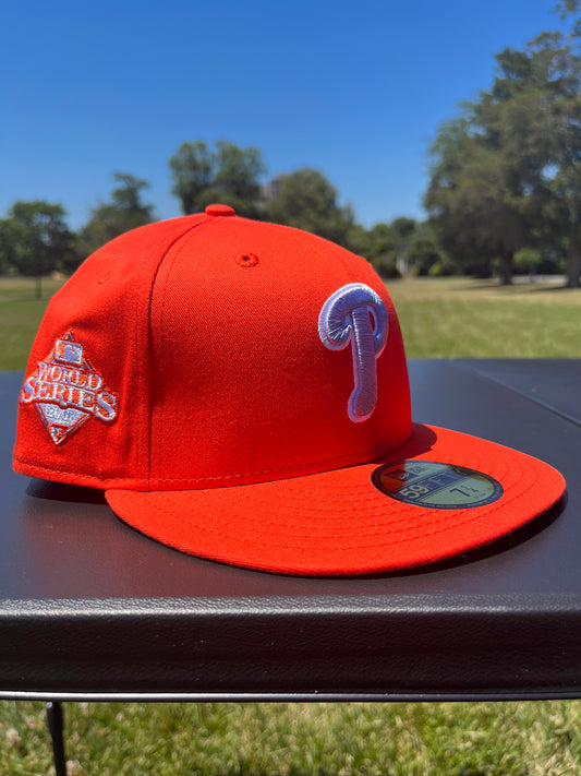 PHILADELPHIA PHILLIES 2008 WORLD SERIES 𝔑𝔒 ℭ𝔒𝔐𝔓; FITTED [SIZE 7 1/4 + 7 3/8]