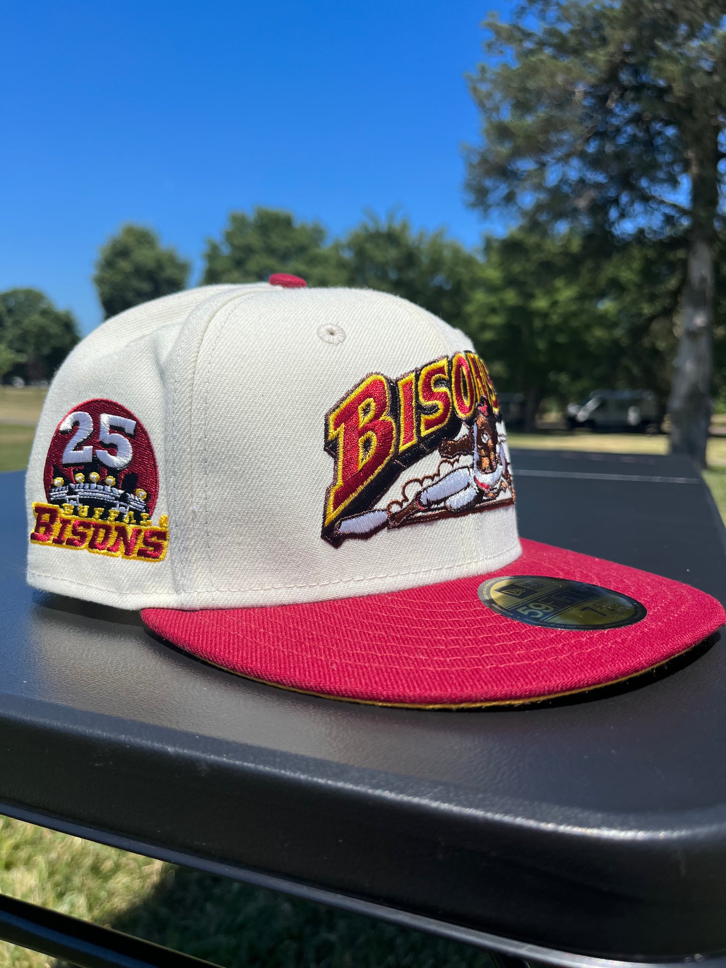 BUFFALO BISONS (NEGRO LEAGUE) 25 YEAR ANNIVERSARY 𝔑𝔒 ℭ𝔒𝔐𝔓; FITTED [SIZE 7 1/4]