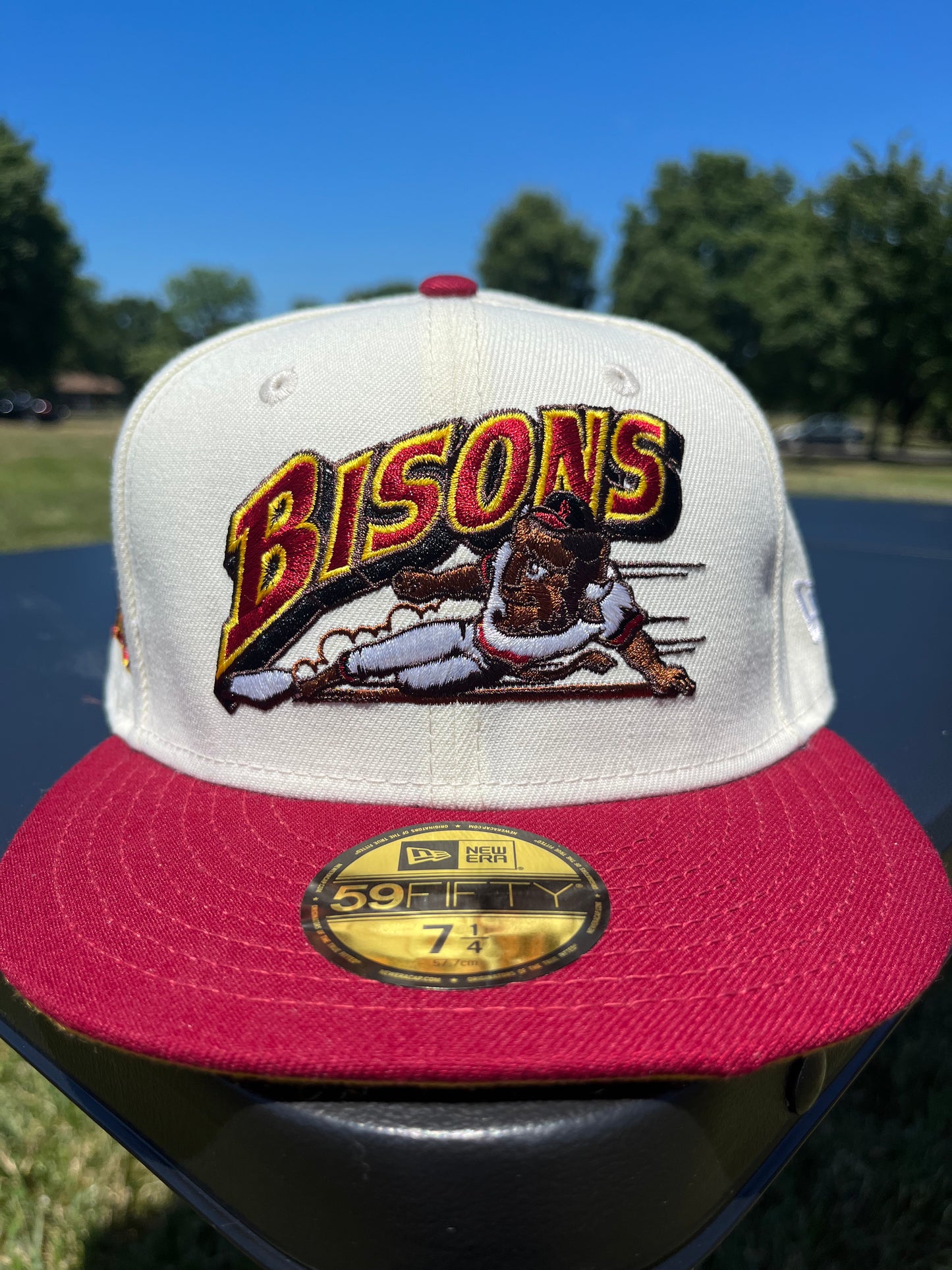 BUFFALO BISONS (NEGRO LEAGUE) 25 YEAR ANNIVERSARY 𝔑𝔒 ℭ𝔒𝔐𝔓; FITTED [SIZE 7 1/4]