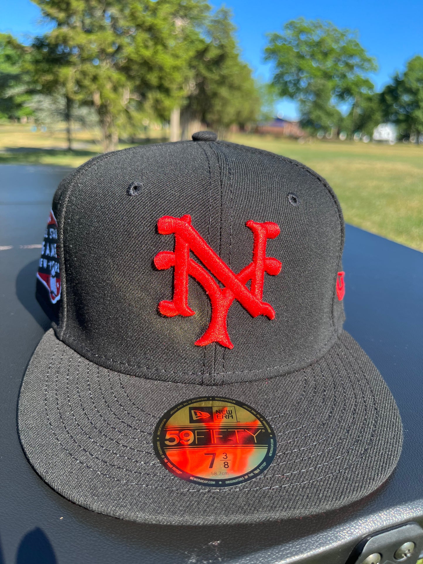 NEW YORK GIANTS 1934 ALL STAR GAME 𝔑𝔒 ℭ𝔒𝔐𝔓; FITTED [SIZE 7 3/8 + 7 1/2]